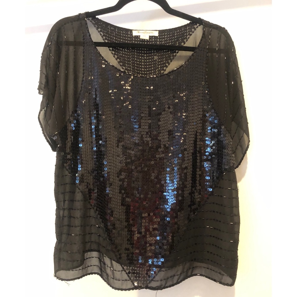 Forever 21 Sheer Sequin and Beaded Top